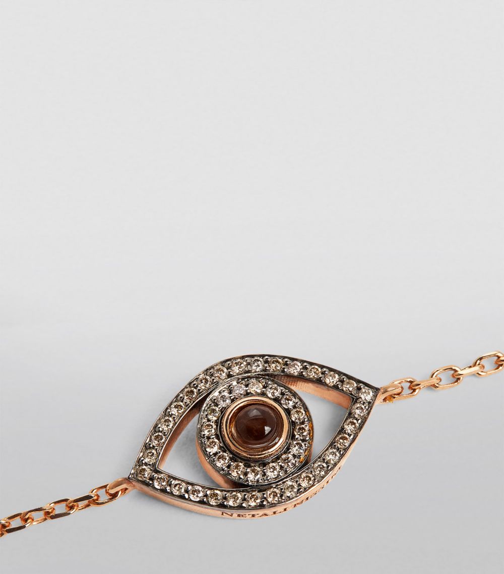 Netali Nissim Netali Nissim Rose Gold And Champagne Diamond Mini Eye Bracelet