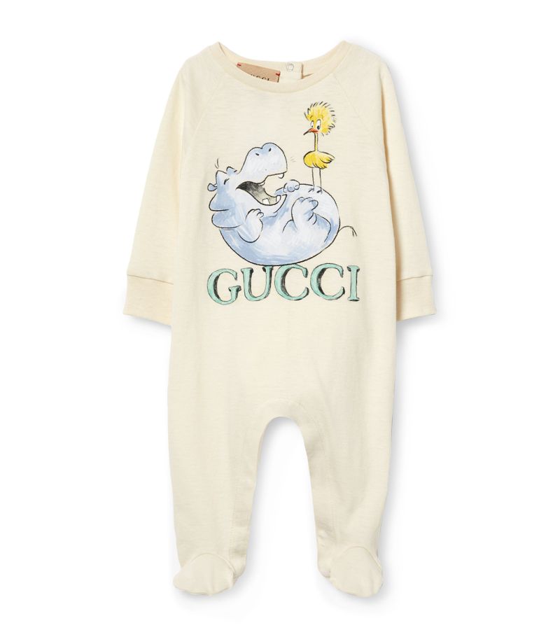 Gucci Gucci Kids Cotton Logo Print All-In-One (0-12 Months)