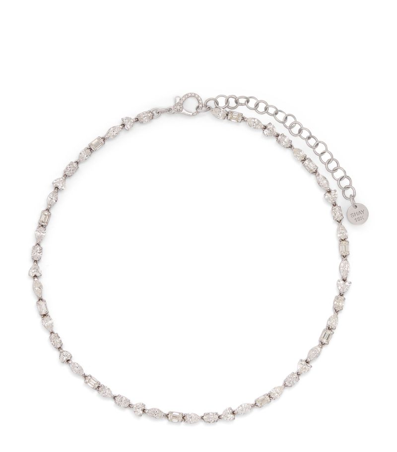 Shay Shay White Gold And Diamond Mini Mixed Tennis Necklace