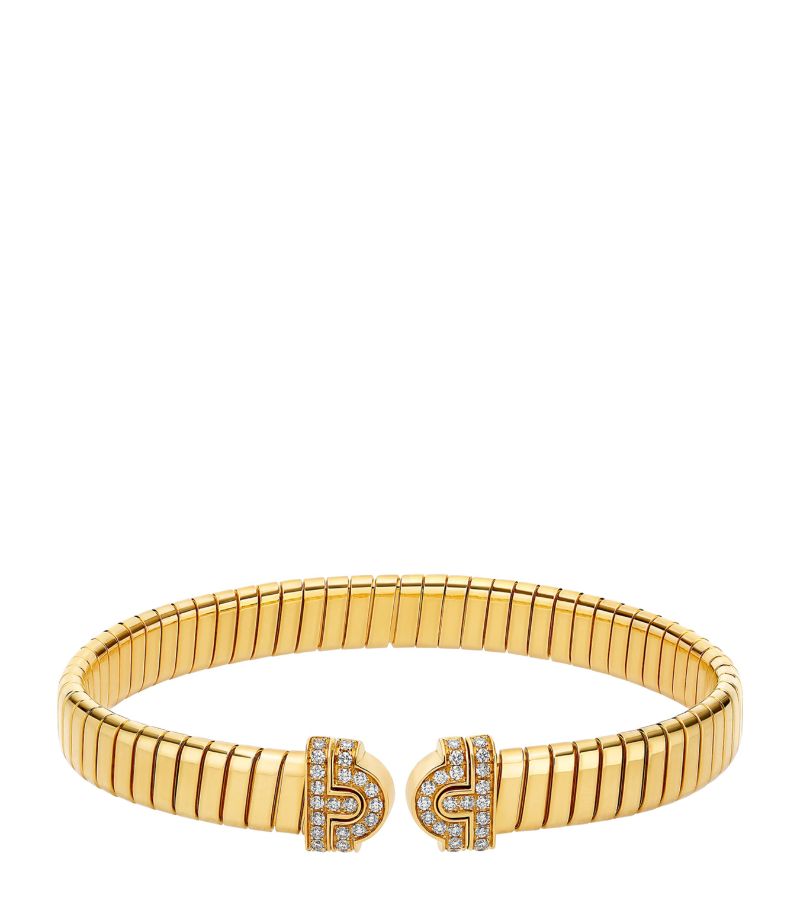 Bvlgari Bvlgari Yellow Gold And Diamond Tubogas Bangle