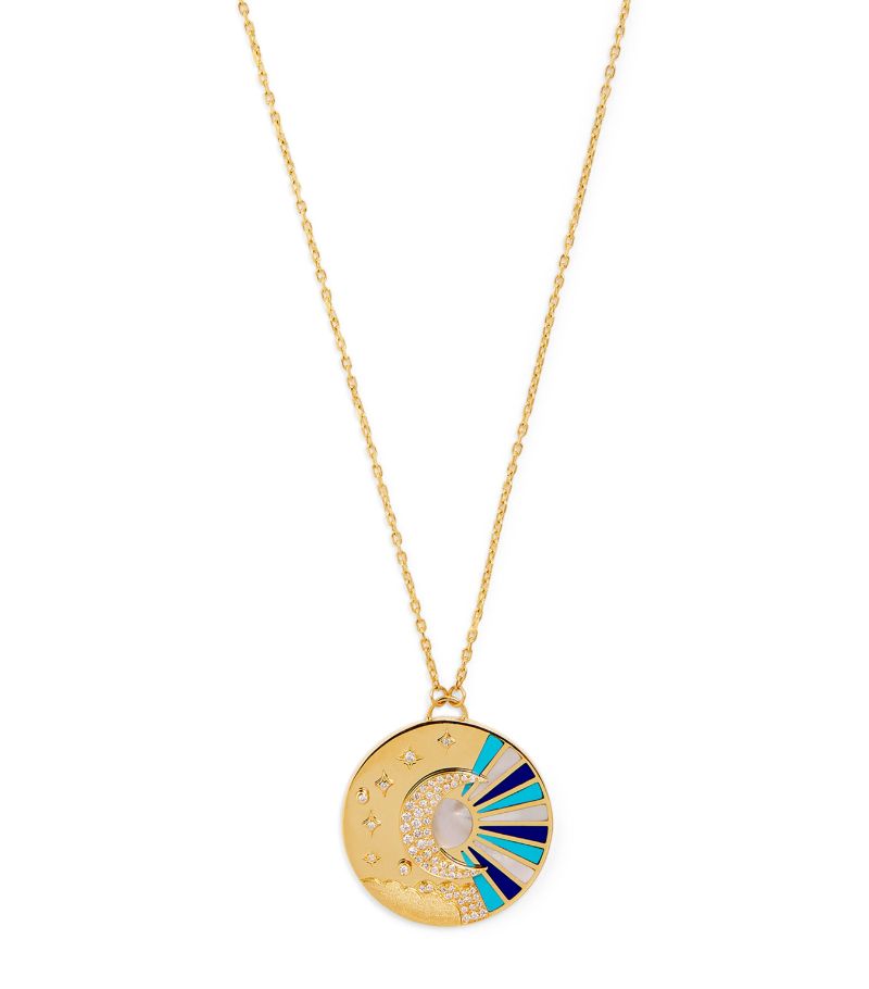 L'Atelier Nawbar L'Atelier Nawbar Yellow Gold, White Diamond, Lapis And Turquoise Sun Rays Necklace