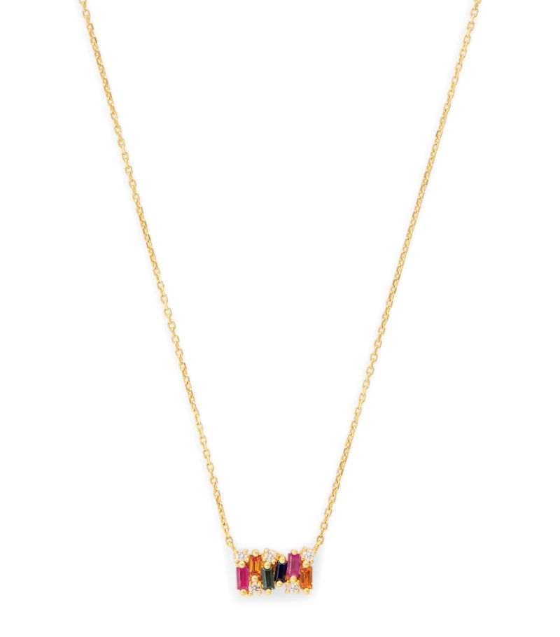 Suzanne Kalan Suzanne Kalan Yellow Gold, Diamond And Sapphire Shimmer Pendant Necklace