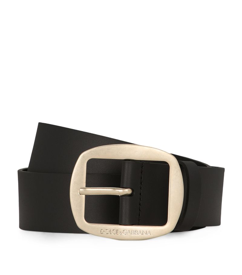 Dolce & Gabbana Dolce & Gabbana Calfskin Logo Engraved Belt