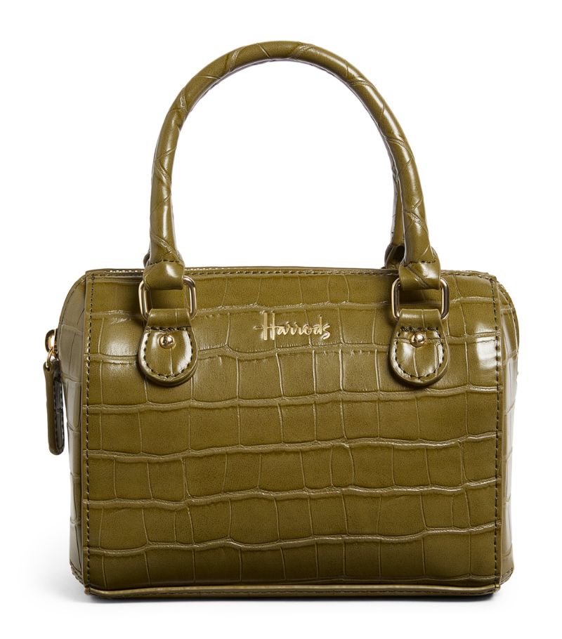 Harrods Harrods Mini Croc-Embossed Barrel Bag