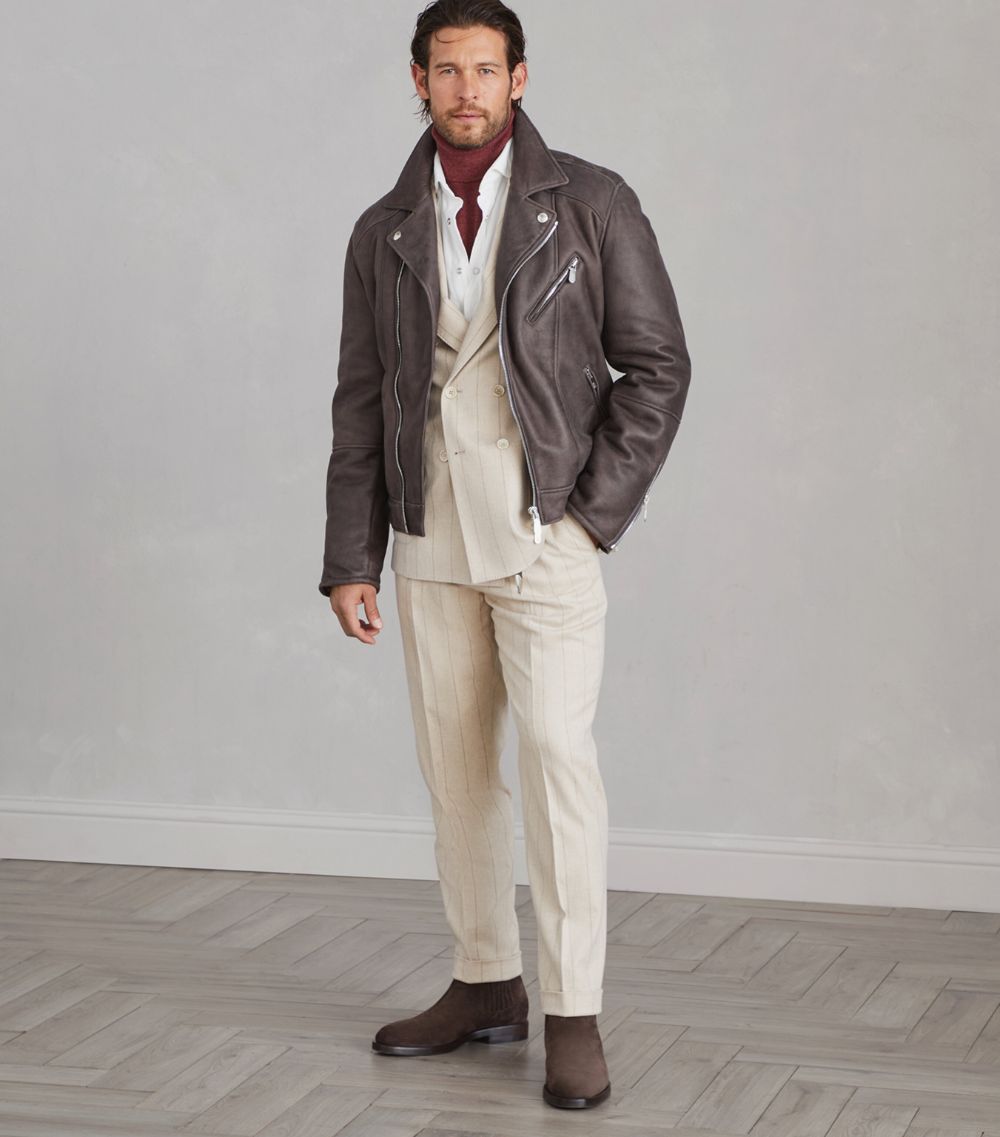 Brunello Cucinelli Brunello Cucinelli Nappa-Effect Shearling Biker Jacket