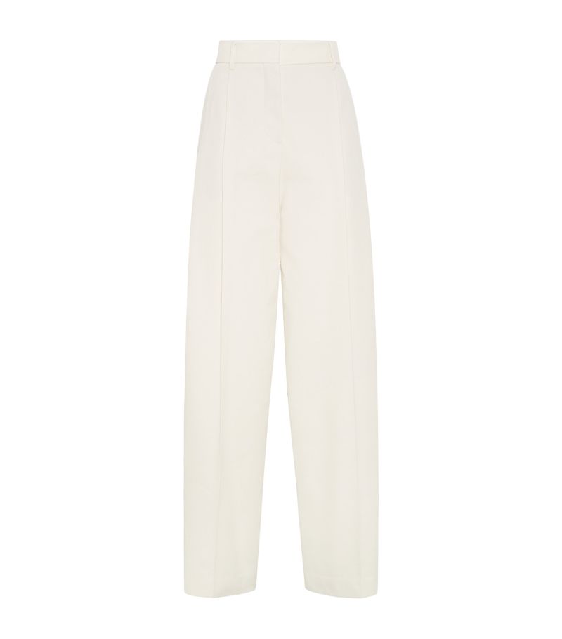 Brunello Cucinelli Brunello Cucinelli Cotton-Wool Pleated Wide-Leg Trousers