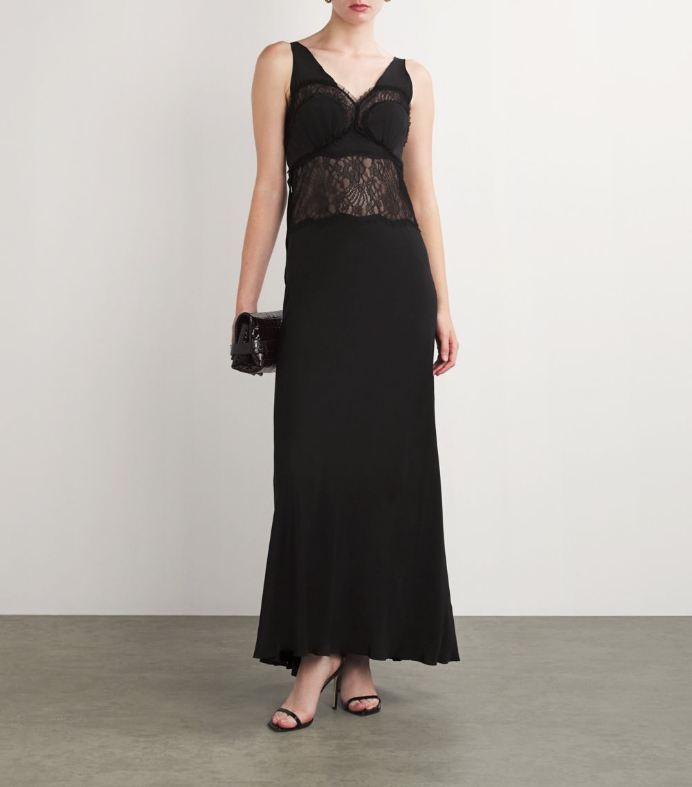 Victoria Beckham Victoria Beckham Silk Lace-Panelled Midi Dress