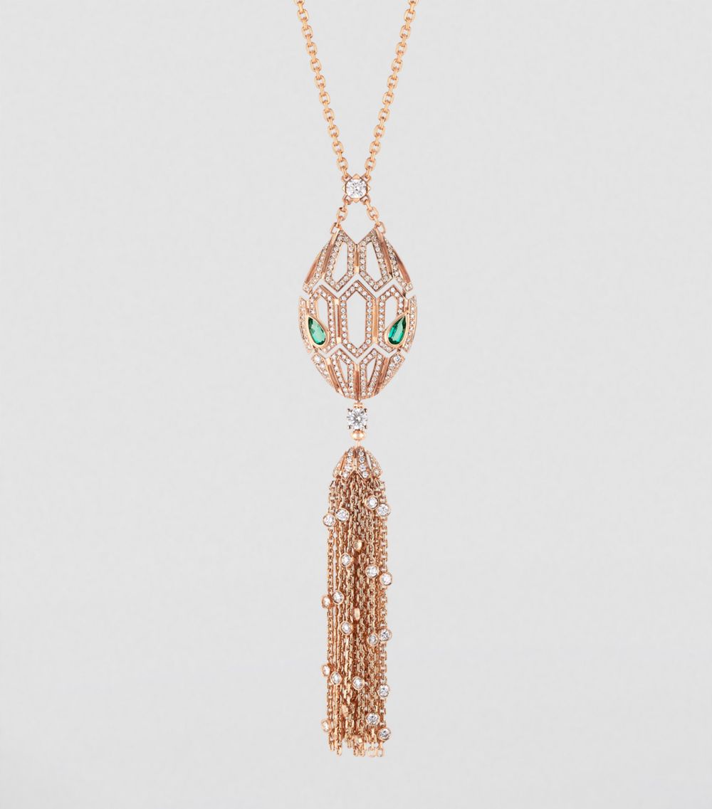 Bvlgari Bvlgari Rose Gold, Diamond And Emerald Serpenti Necklace