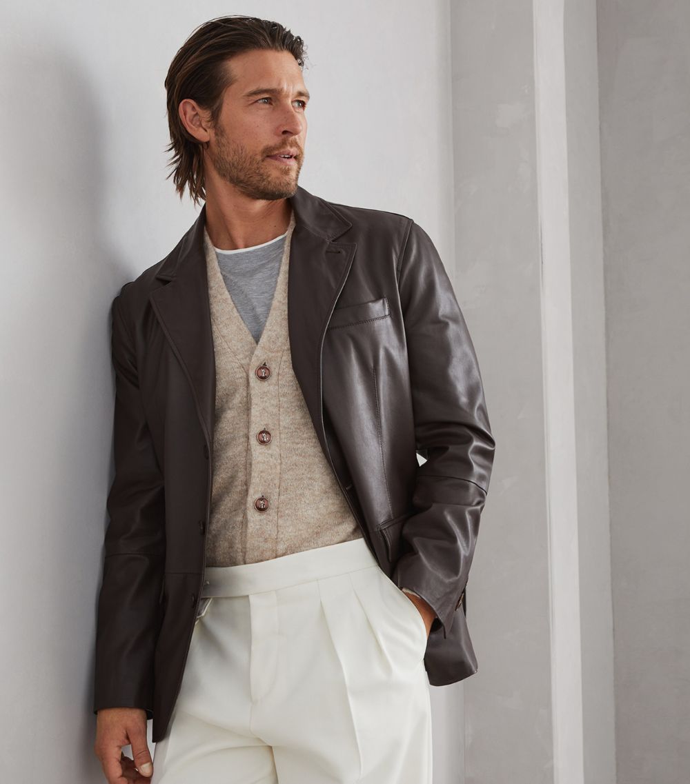 Brunello Cucinelli Brunello Cucinelli Polished Calfskin Tailored Jacket