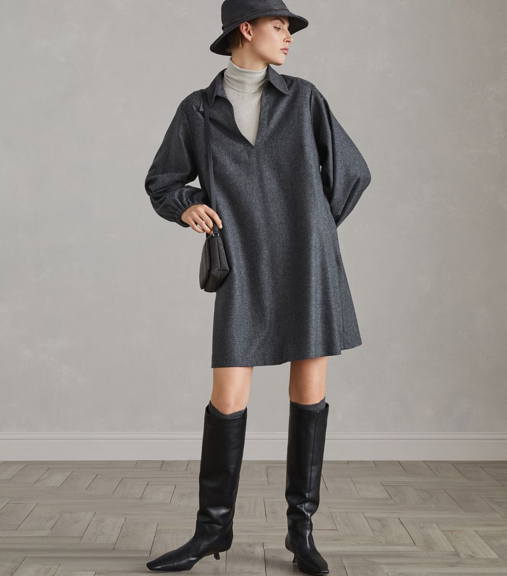 Brunello Cucinelli Brunello Cucinelli Virgin Wool-Cashmere Flannel Shirt Dress