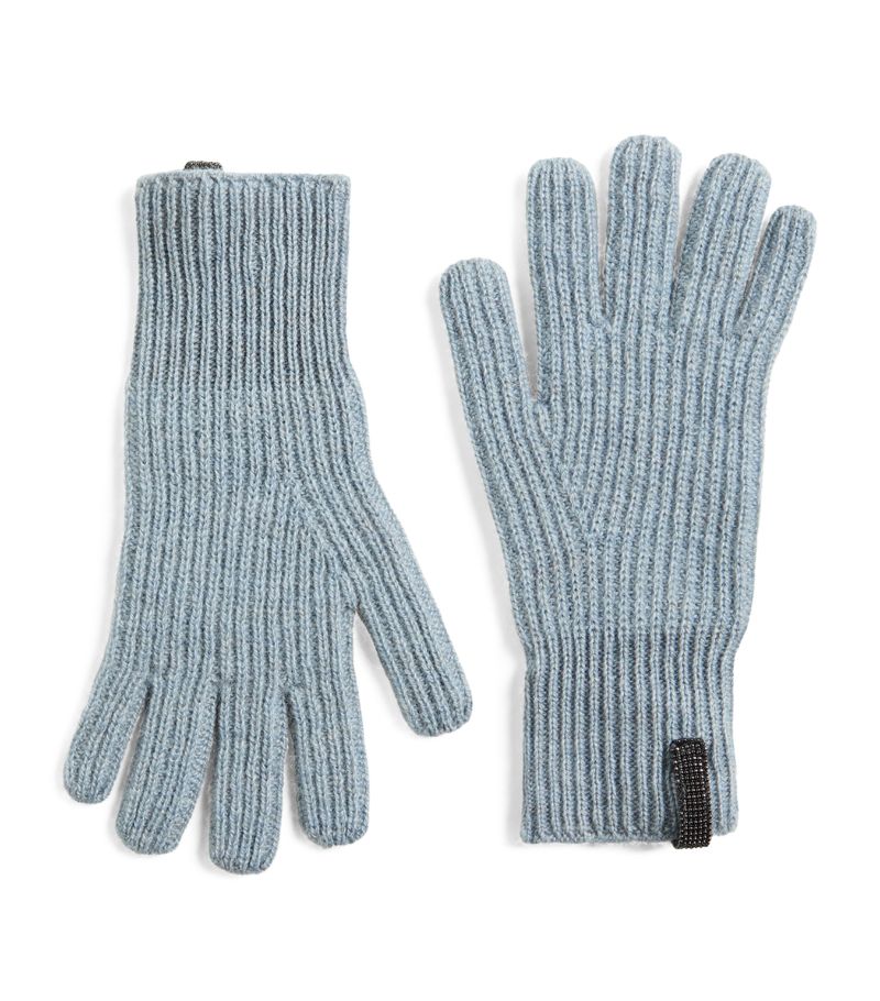 Brunello Cucinelli Kids Brunello Cucinelli Kids Cashmere Monili-Trim Gloves