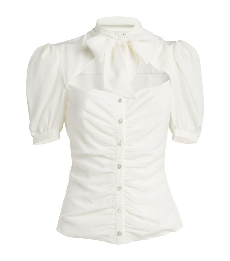 Alessandra Rich Alessandra Rich Silk Crepe Bow Blouse