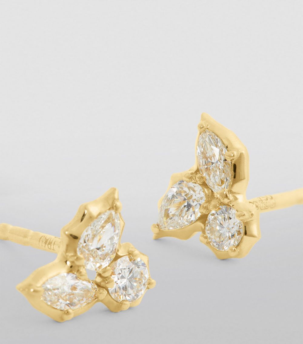 Jade Trau Jade Trau Yellow Gold And Diamond Posey Cluster Earrings