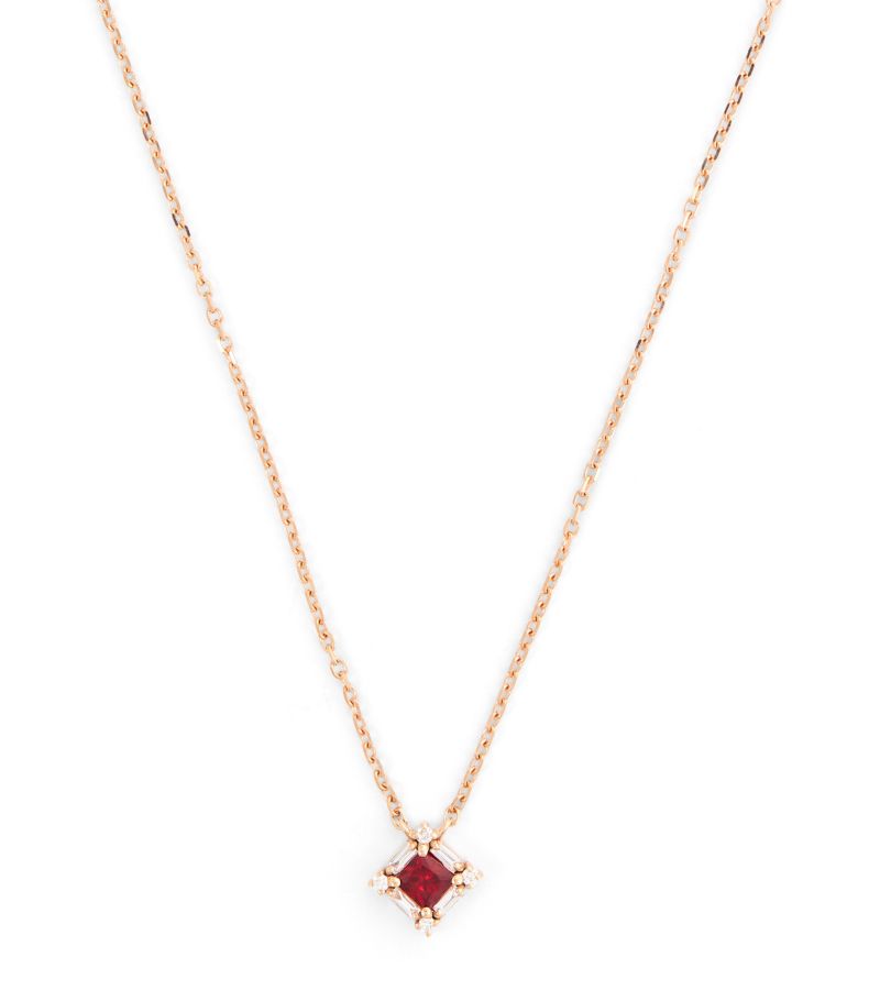 Suzanne Kalan Suzanne Kalan Rose Gold, Diamond And Ruby Mini Princess Necklace