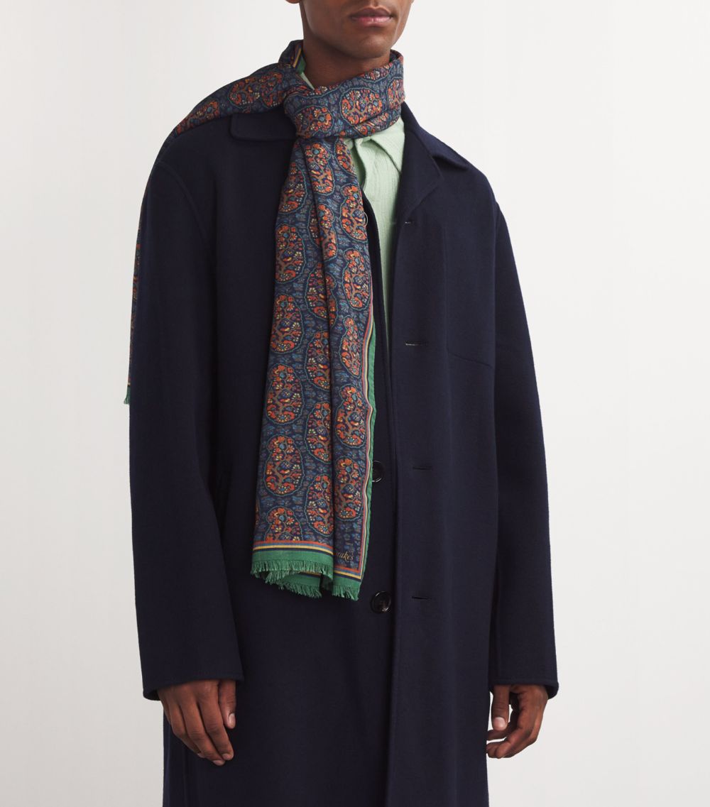  Drake'S Wool-Silk Paisley Print Scarf