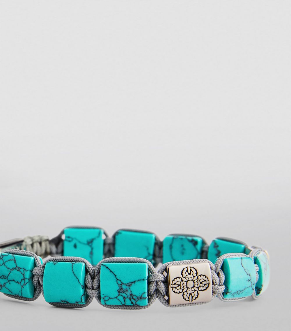 Nialaya Jewelry Nialaya Jewelry Silver and Turquoise Dorje Bead Bracelet