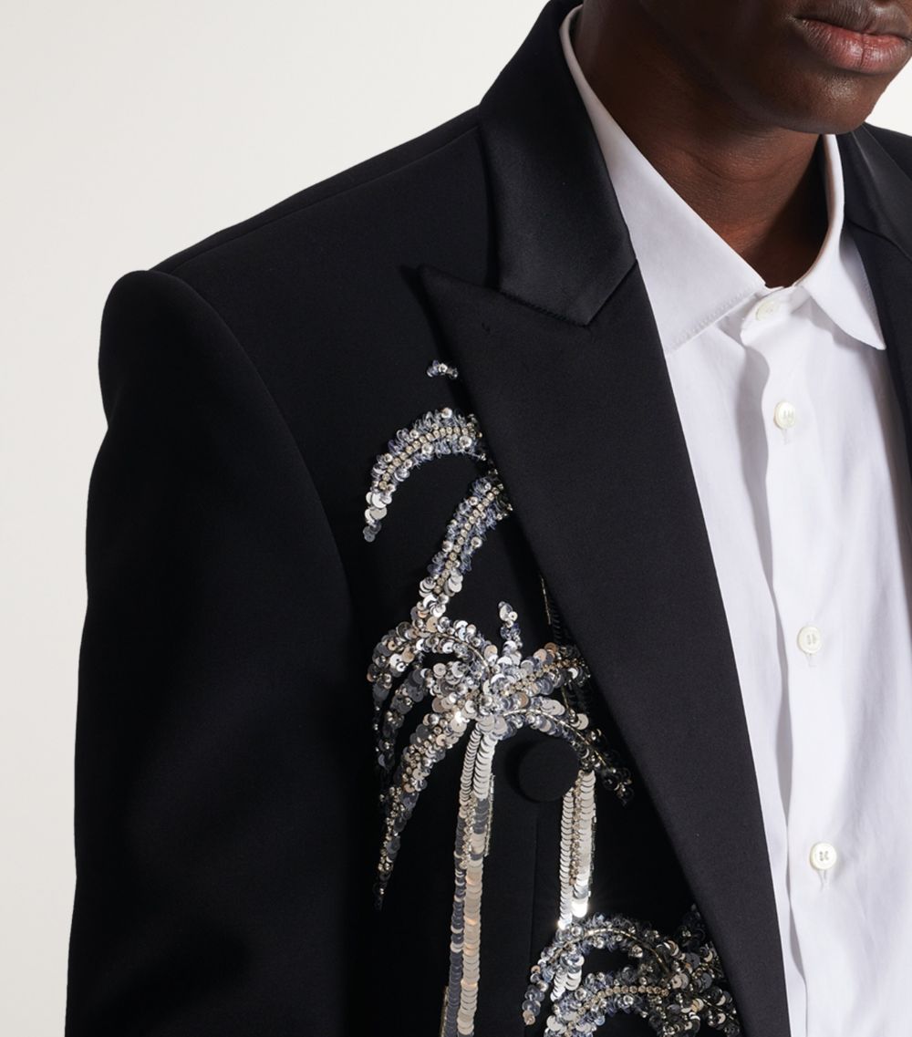 Balmain Balmain Cropped Palm Embroidered Blazer