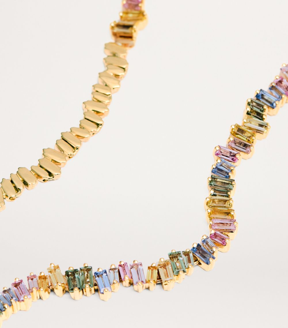 Suzanne Kalan Suzanne Kalan Yellow Gold And Sapphire Bold Tennis Necklace