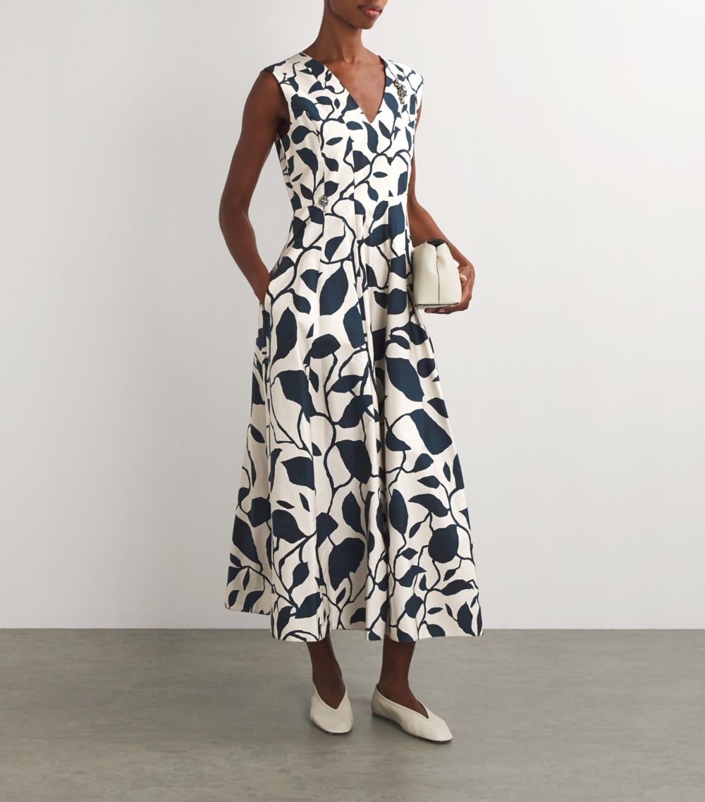 Max Mara Max Mara Cotton Leaf Print Midi Dress