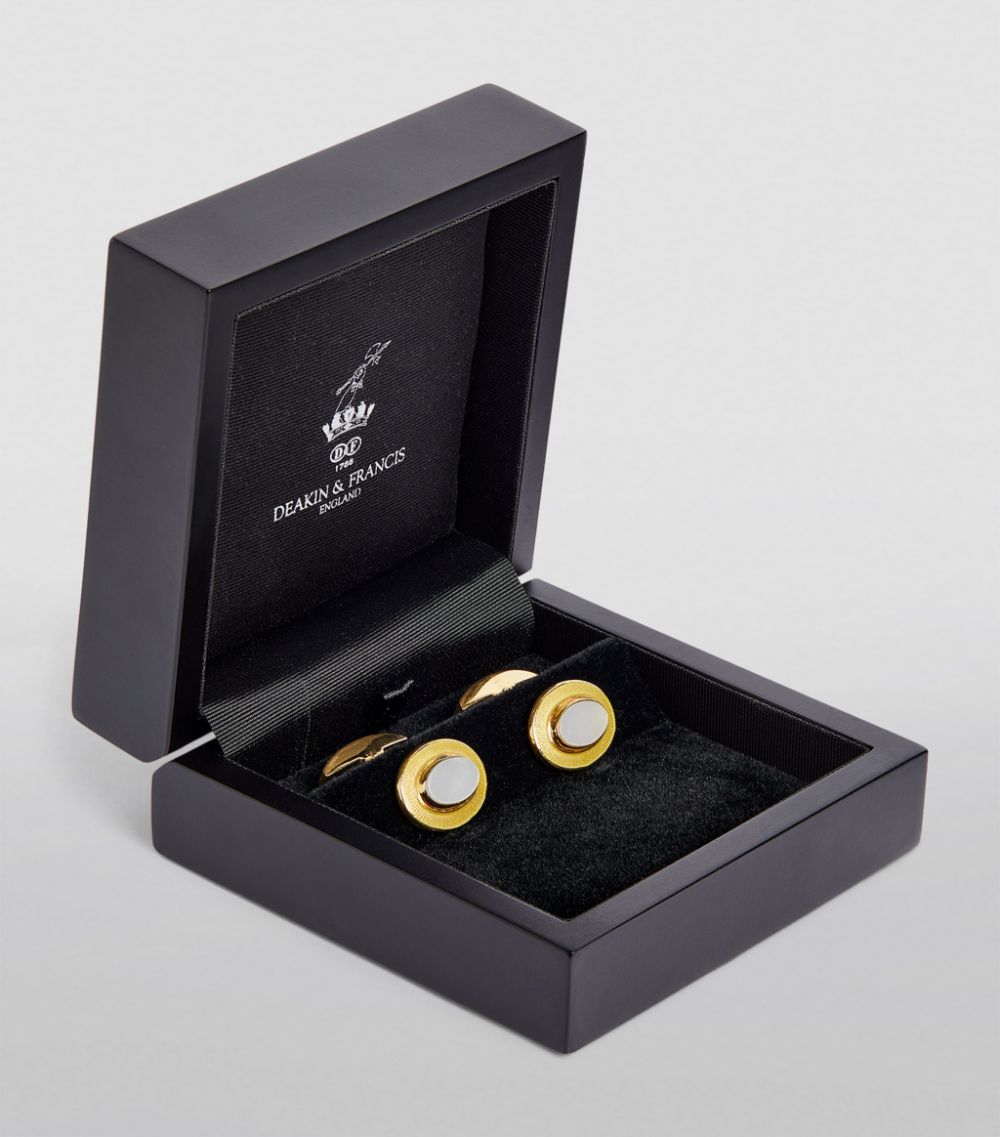 Deakin & Francis Deakin & Francis Yellow Gold And Mother-Of-Pearl Cufflinks