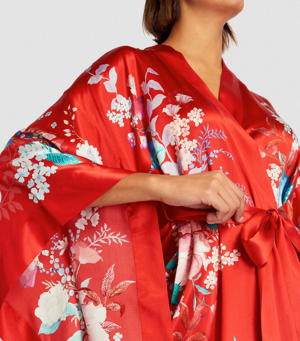 Meng Meng Exclusive Long Silk Floral Kimono