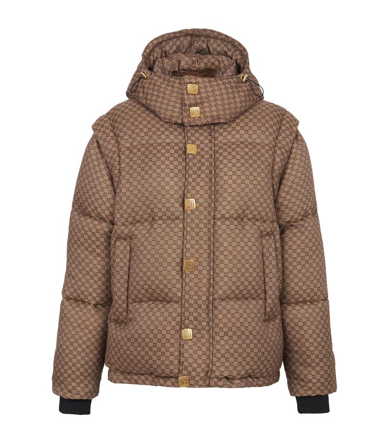 Balmain Balmain Mini Monogram Hooded Puffer Jacket