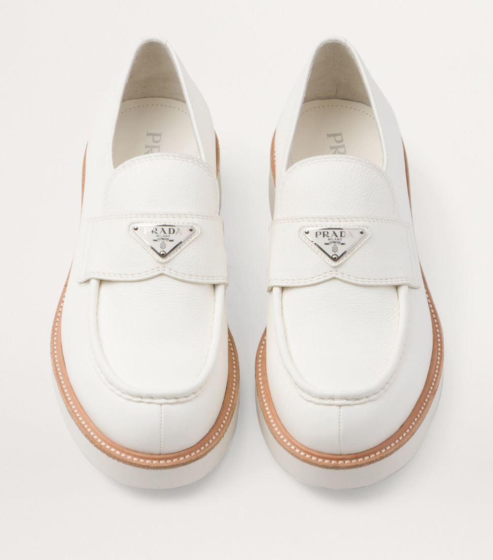 Prada Prada Leather Triangle Loafers