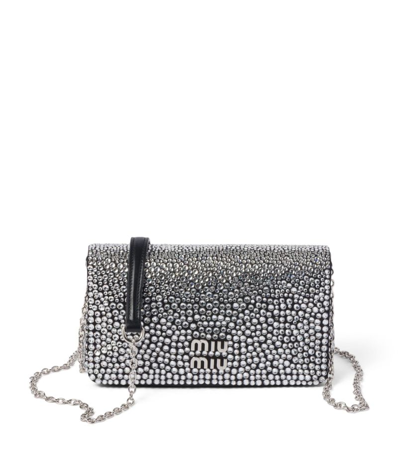 Miu Miu Miu Miu Mini Crystal-Embellished Satin Cross-Body Bag