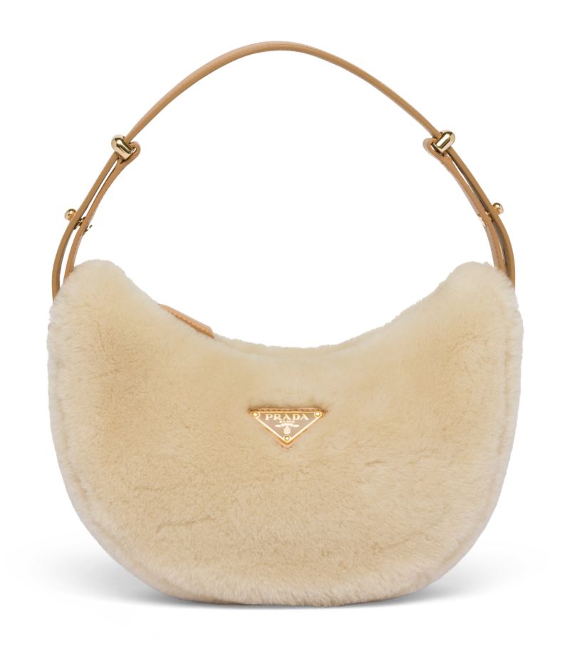 Prada Prada Arqué Shearling Shoulder Bag