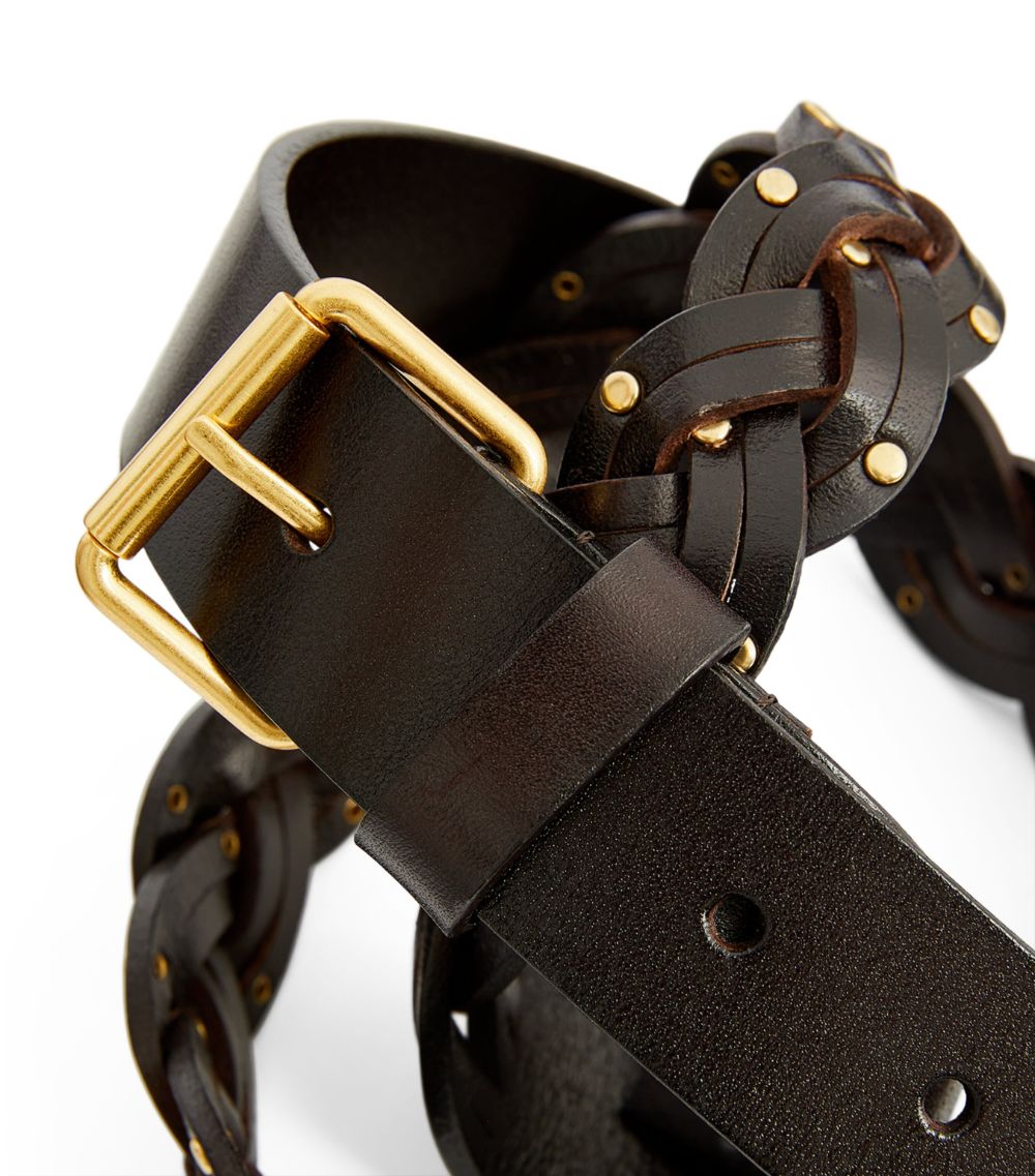 Weekend Max Mara Weekend Max Mara Leather Studded Woven Belt