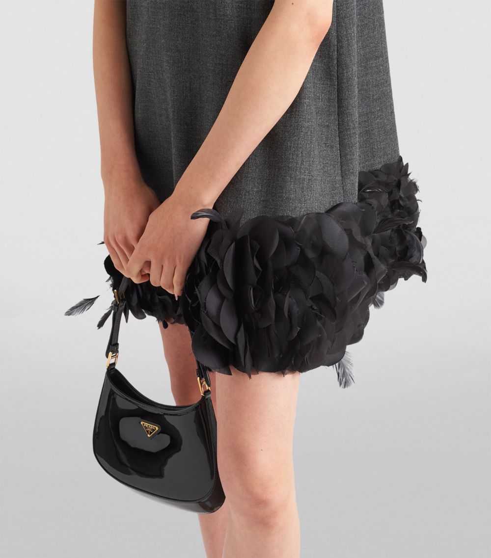 Prada Prada Wool Feather-Trim Swing Dress