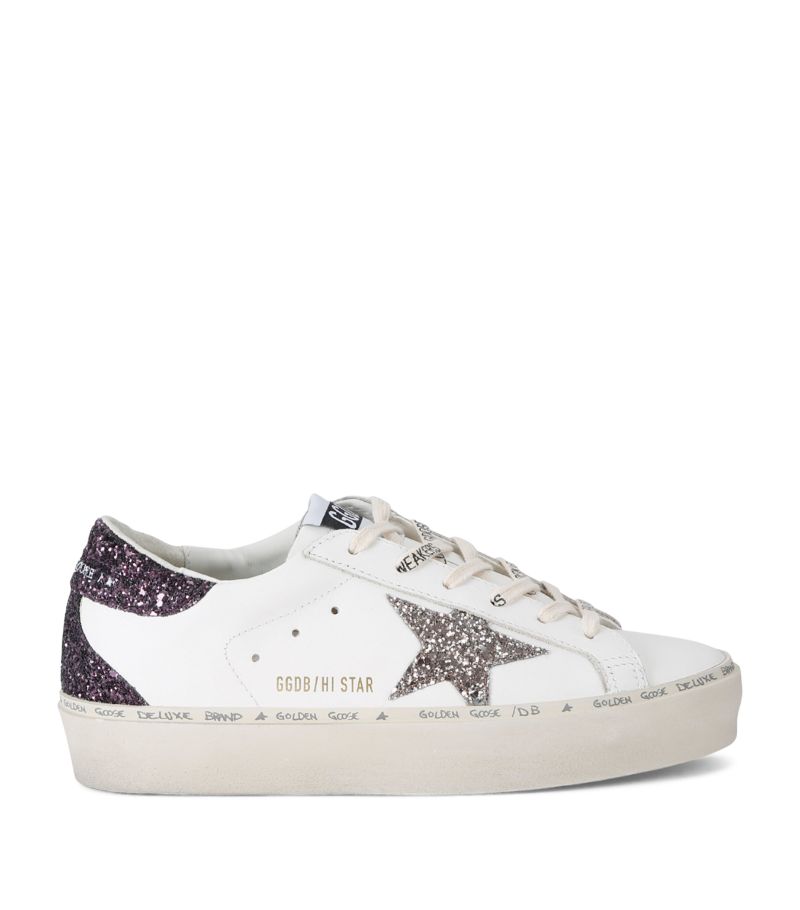 Golden Goose Golden Goose Leather Embellished Hi Star Sneakers