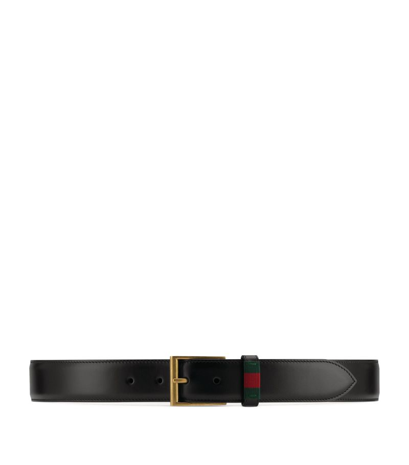 Gucci Gucci Leather Web Stripe Belt