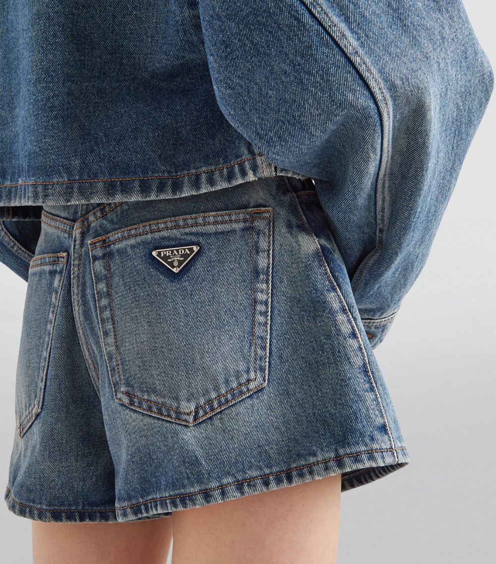 Prada Prada Denim High-Waisted Shorts