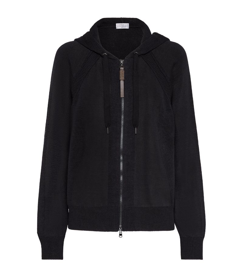 Brunello Cucinelli Brunello Cucinelli Jute-Cotton Zip-Up Hoodie