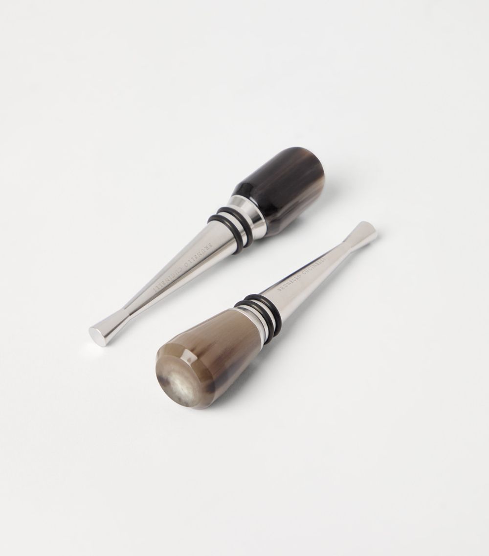 Brunello Cucinelli Brunello Cucinelli Set Of 2 Buffalo Horn And Steel Bottle Stoppers