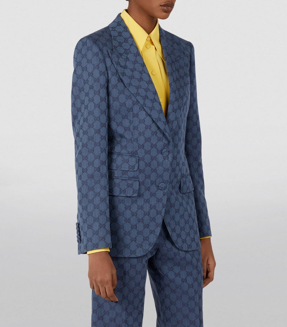 Gucci Gucci Cotton-Linen Gg Jacquard Blazer