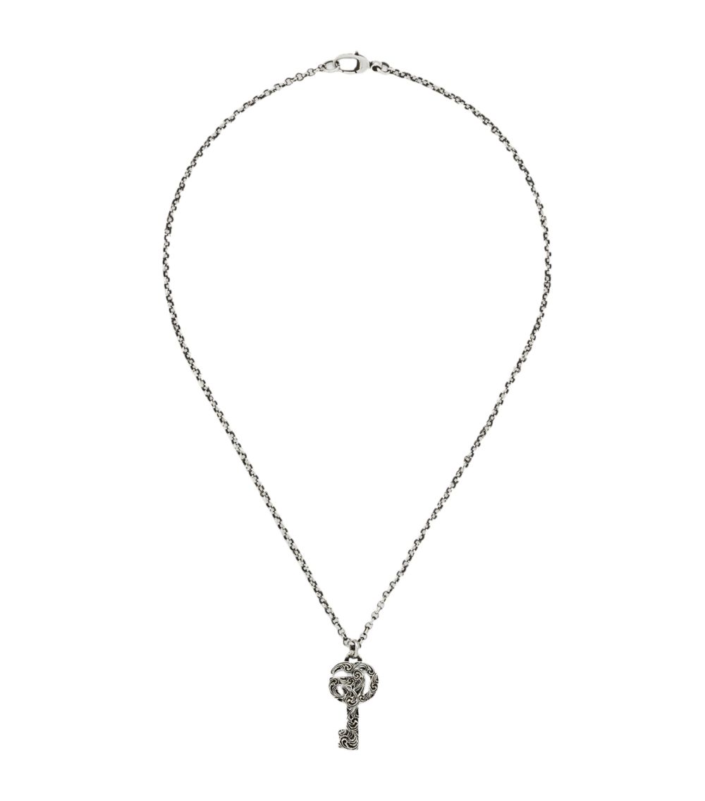 Gucci Gucci Sterling Silver Double G Key Necklace