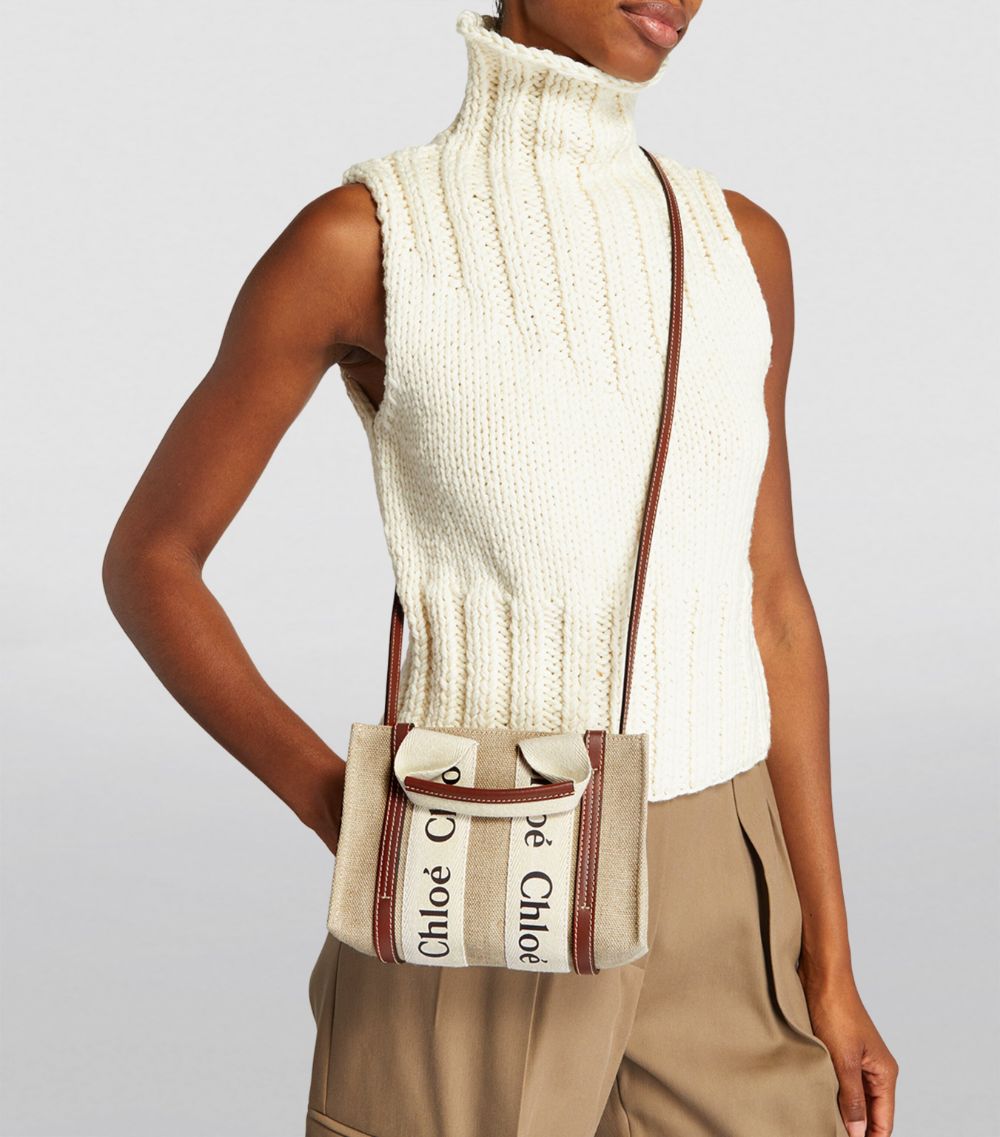 Chloé Chloé Mini Linen Woody Tote Bag