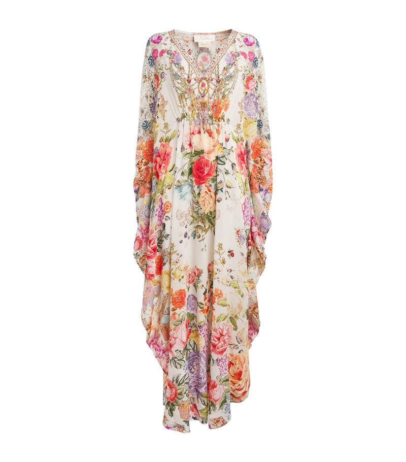 Camilla Camilla Silk Floral Crystal-Embellished Kaftan Dress