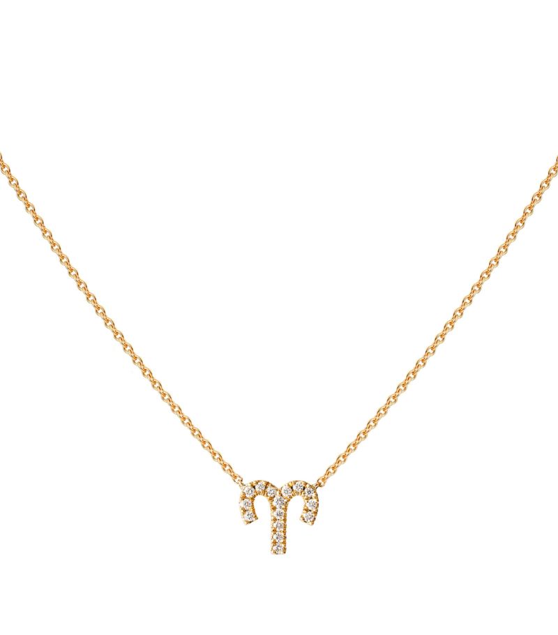 Engelbert Engelbert Yellow Gold And Diamond Star Sign Aries Necklace