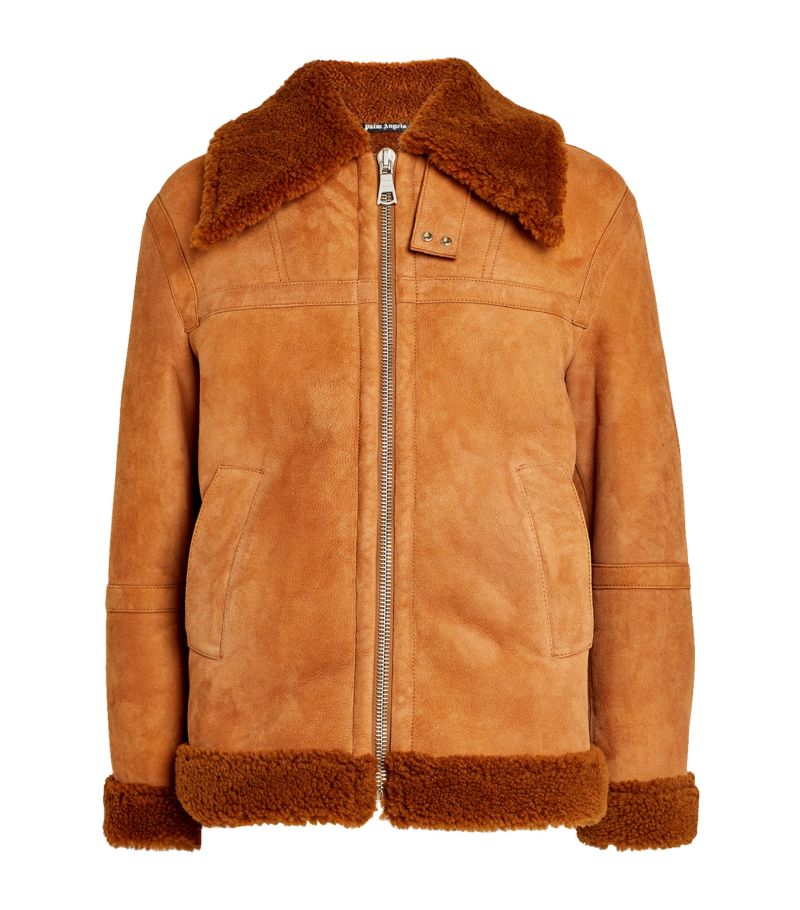 PALM ANGELS Palm Angels Embossed Shearling Bomber Jacket