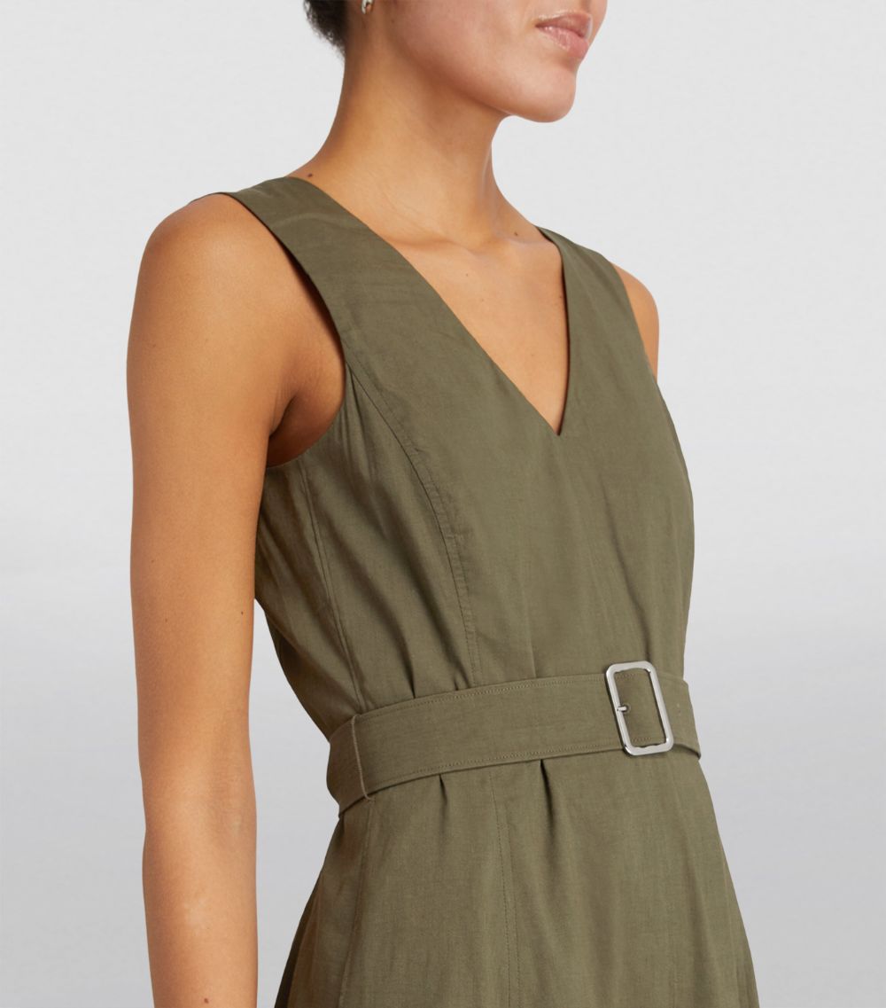 Theory Theory Linen-Blend V-Neck Midi Dress