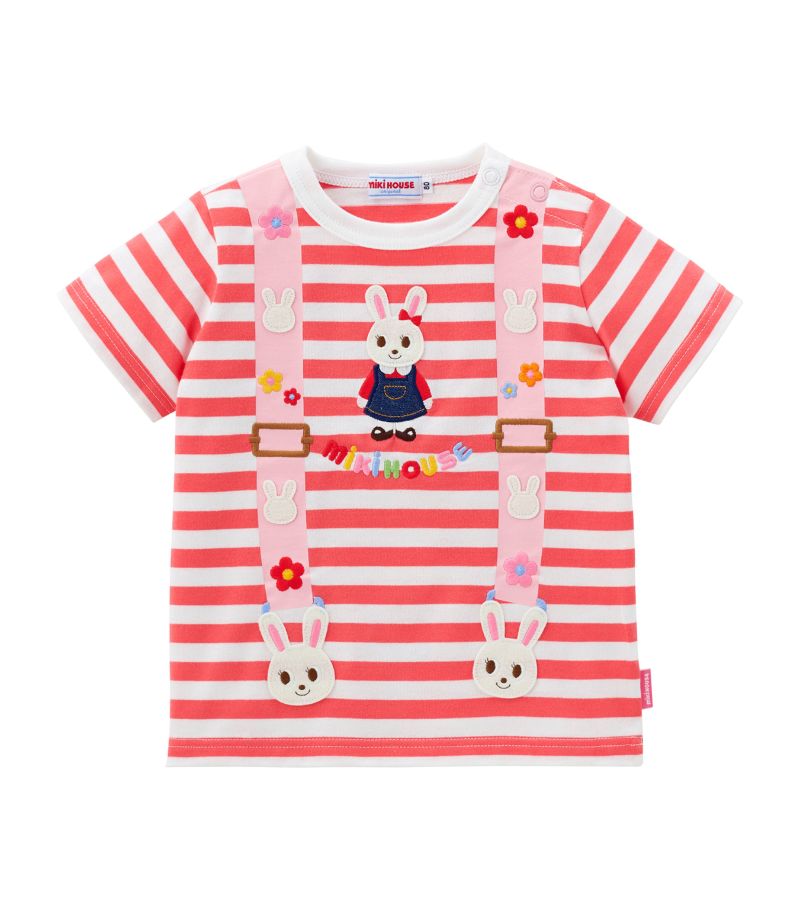 Miki House Miki House Cotton Striped Logo T-Shirt (2-7 Years)