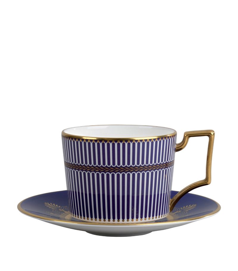 Wedgwood Wedgwood Anthemion Blue Teacup And Saucer