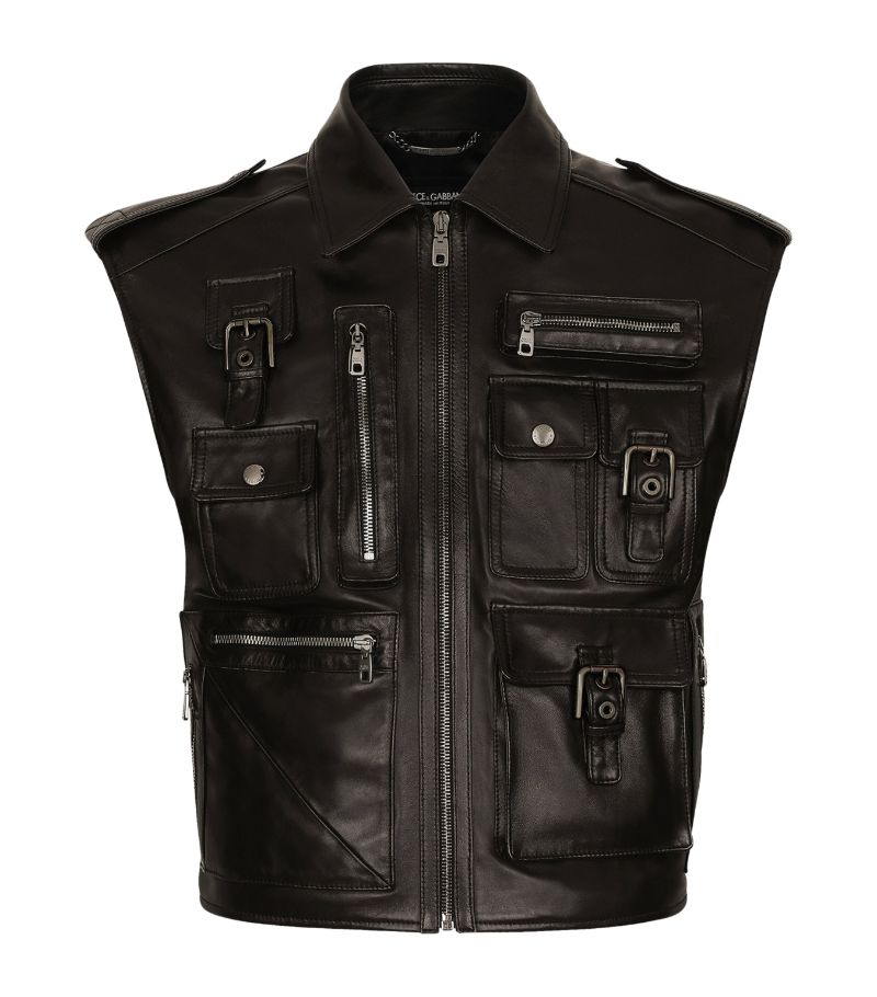 Dolce & Gabbana Dolce & Gabbana Bullhide Leather Cargo Gilet