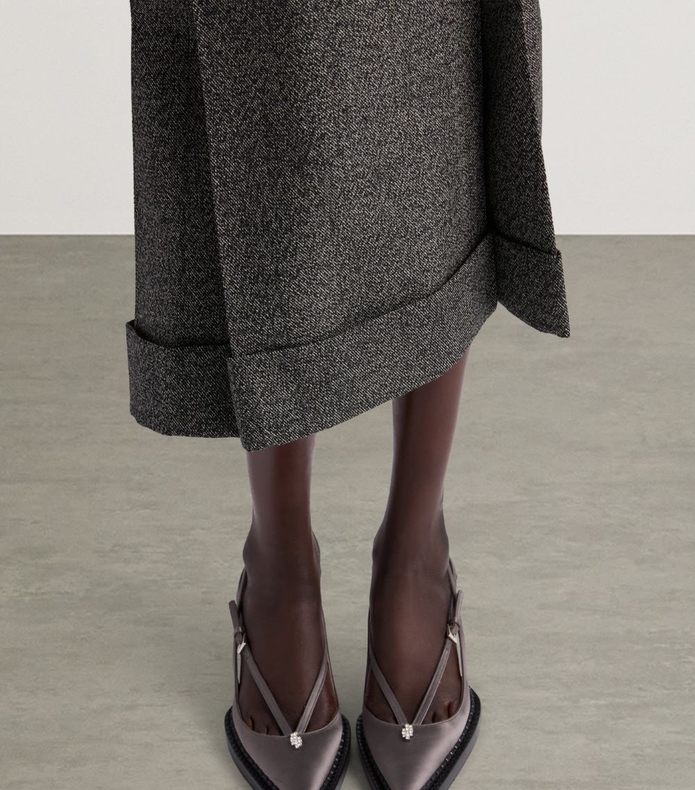 Prada Prada Mouliné Wool Midi Skirt