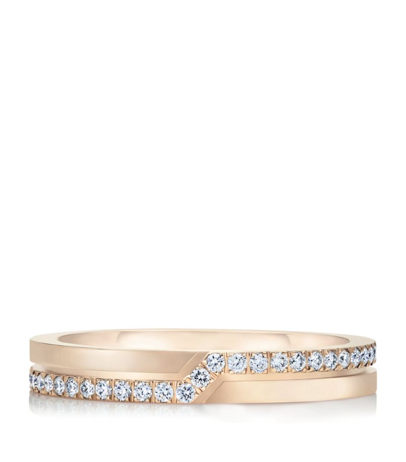 De Beers Jewellers De Beers Jewellers Rose Gold And Diamond Half Pavé Promise Ring