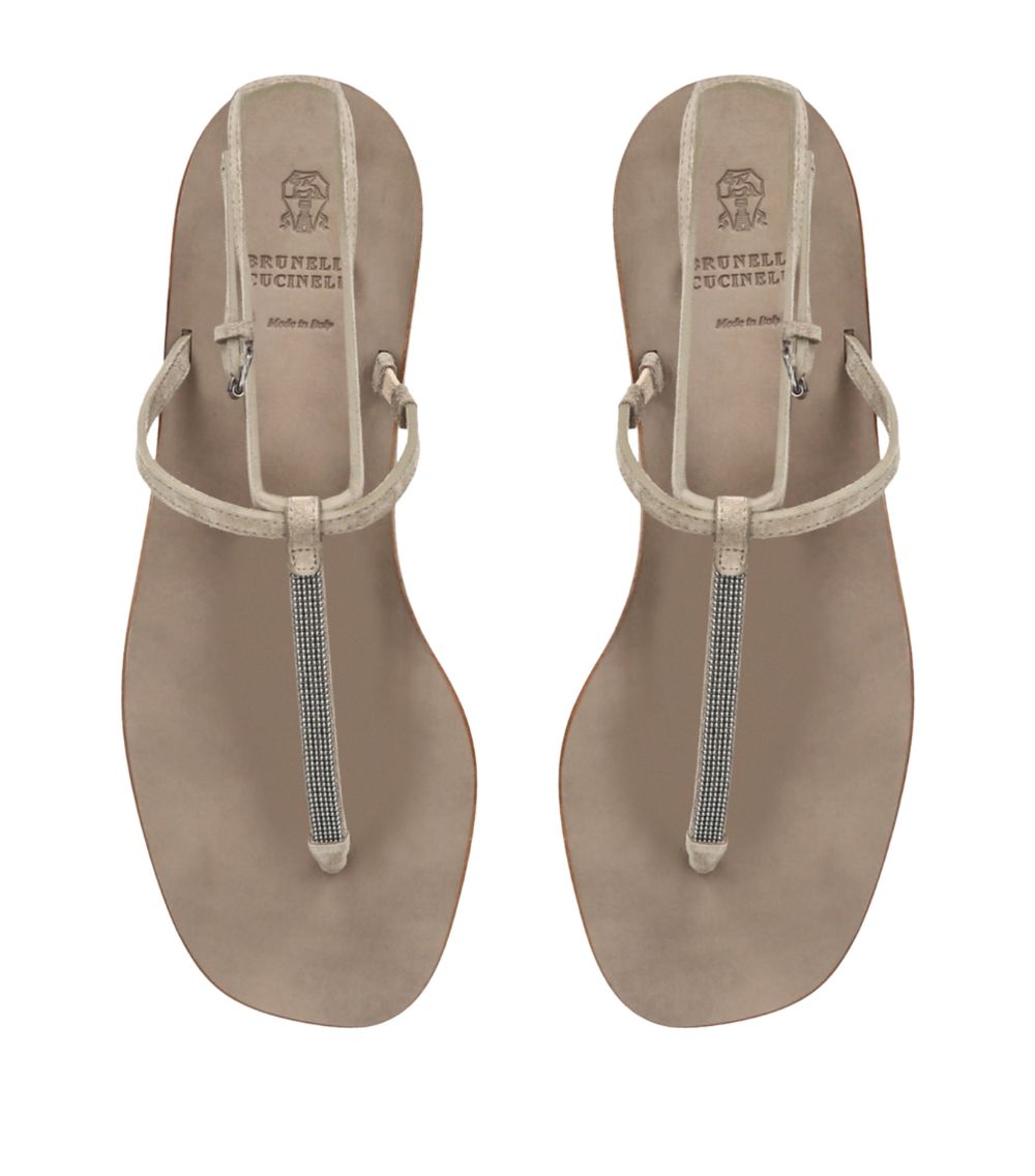 Brunello Cucinelli Brunello Cucinelli Leather Monili-Trim Sandals