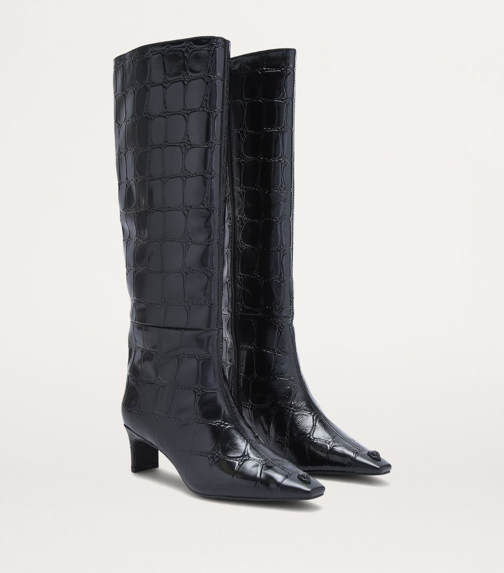 Kurt Geiger London Kurt Geiger London Croc-Embossed Leather Regent Knee-High Boots 55